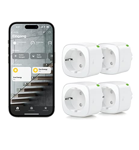 Eve Energy (Matter) 4er Set – Smarte Steckdose, TÜV-zertifiziert,...