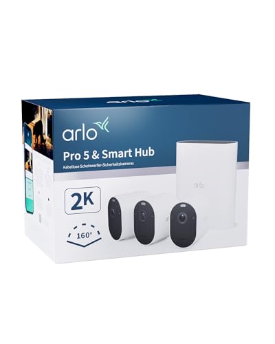 Arlo Pro 5 Überwachungskamera + USB-Stick SmartHub, 2K+ HDR Video,...