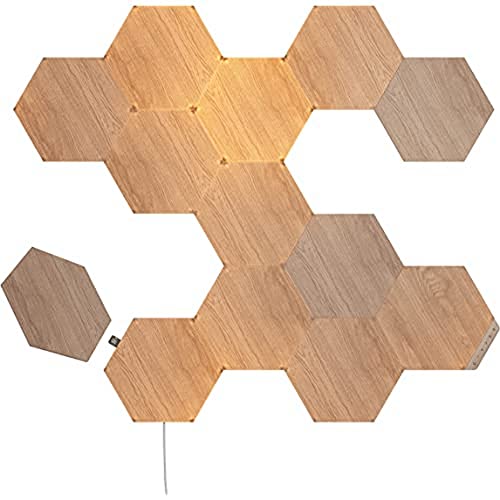 Nanoleaf Elements Hexagon Starter Kit, 13 Smarten Holzoptik LED Panels...