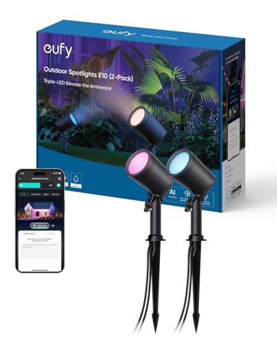 eufy Außen-Strahler E10, 2er-Set, Smarte Verkabelte RGBWW LED...