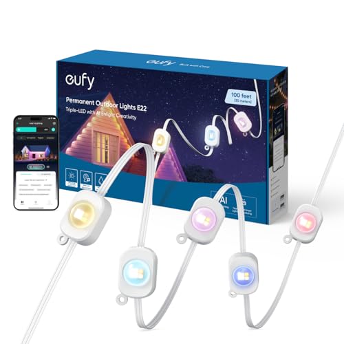 eufy Festinstallierte Außen-Lichterkette E22, 30m, 60 Triple-LEDs,...