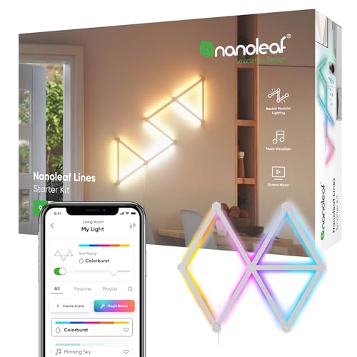 Nanoleaf Lines 60 Grad Starter Kit, 9 Smarten LED RGBW Lichtleisten -...