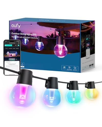 eufy Security Außen-Lichterkette E10, 29m mit 30 Smart RGBWW LEDs,...