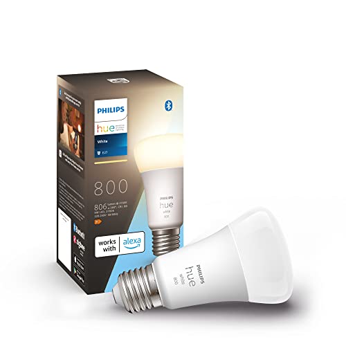 Philips Hue White E27 LED Lampe (806 lm), dimmbares LED Leuchtmittel...