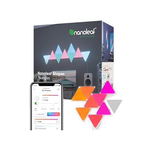 Nanoleaf Shapes Triangle Starter Kit, 9 Smarten Dreieckigen LED Panels...