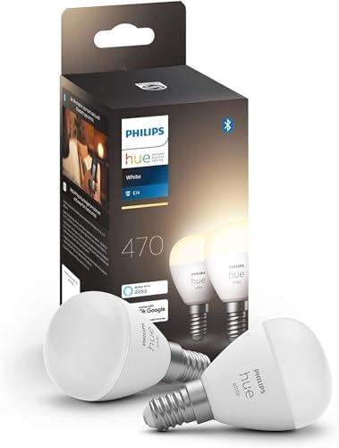 Philips Hue White E14 LED Lampen in Tropfenform 2-er Pack (470 lm),...