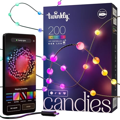 Twinkly Strings Pearls 200 LED, LED-Lichterkette in Perlenform, RGB...