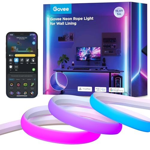 Govee Neon LED Strip für Sockelleiste, RGBIC LED Streifen 5m...