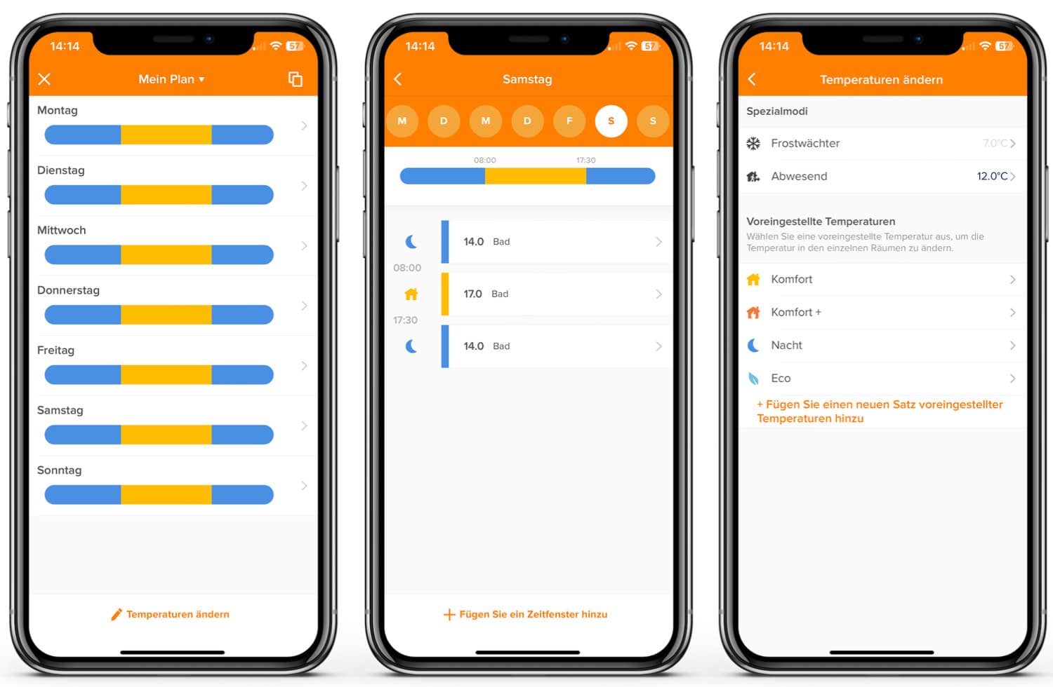 Netatmo Thermostat - App - Zeitplan