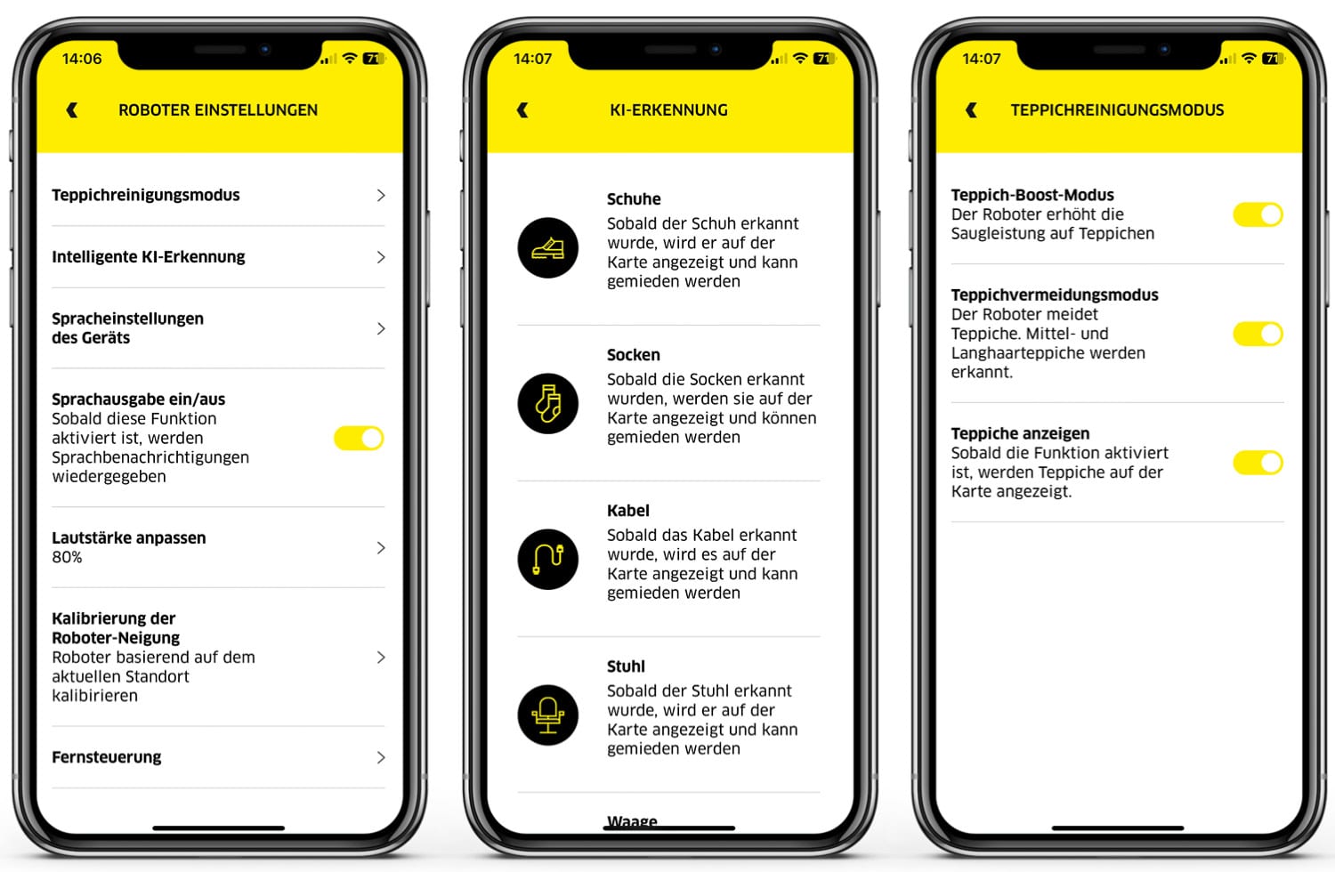 Kärcher RCV 5 - App - Die Robotereinstellungen