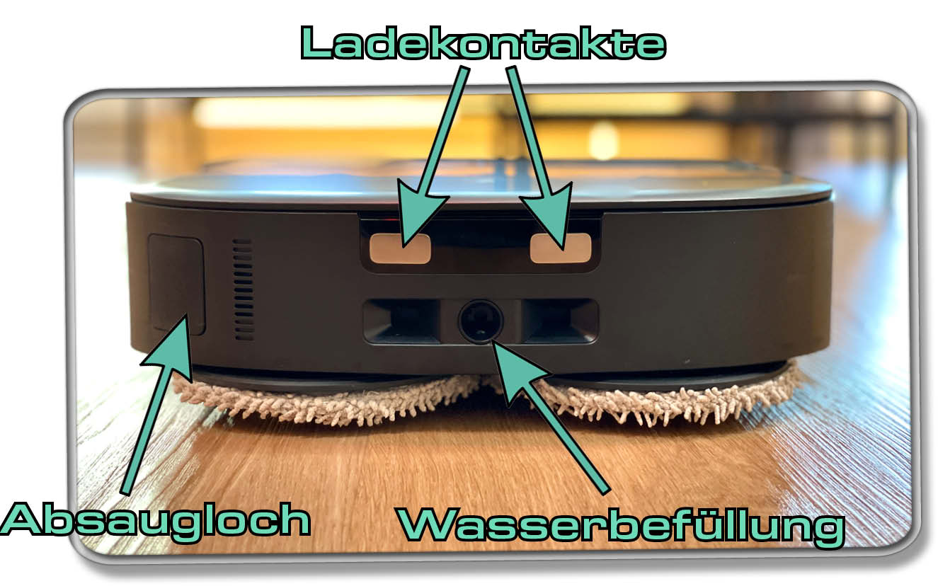 ECOVACS Deebot X2 Omni - Von der Rückseite aus wird der Roboter automatisch mit Wasser aufgefüllt.