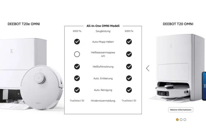 Unterschiede ECOVACS Deebot T20-Serie