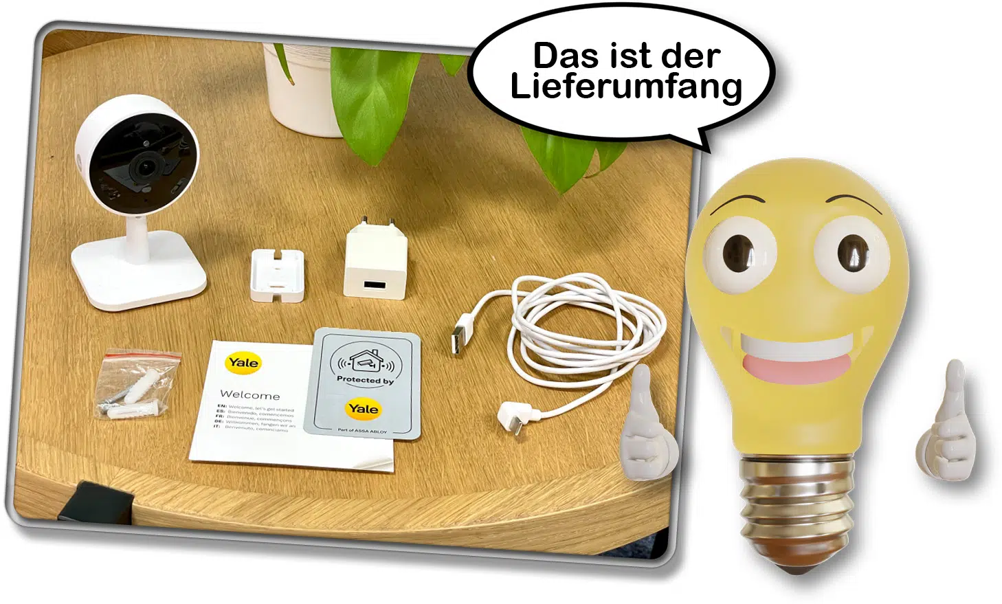 Das ist der Lieferufmang der Yale Smart Indoor Camera