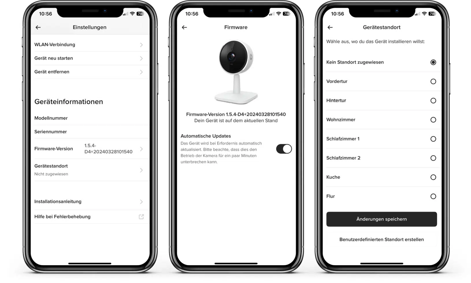 Yale Smart Indoor Camera - Yale Home-App - Geräteinformation