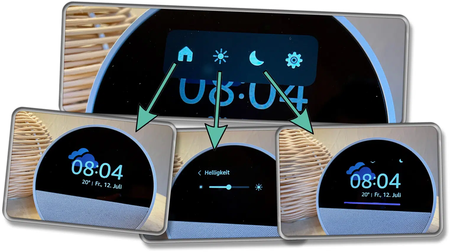 Das bieten drei von vier Einstellmöglichkeiten des Echo Spots