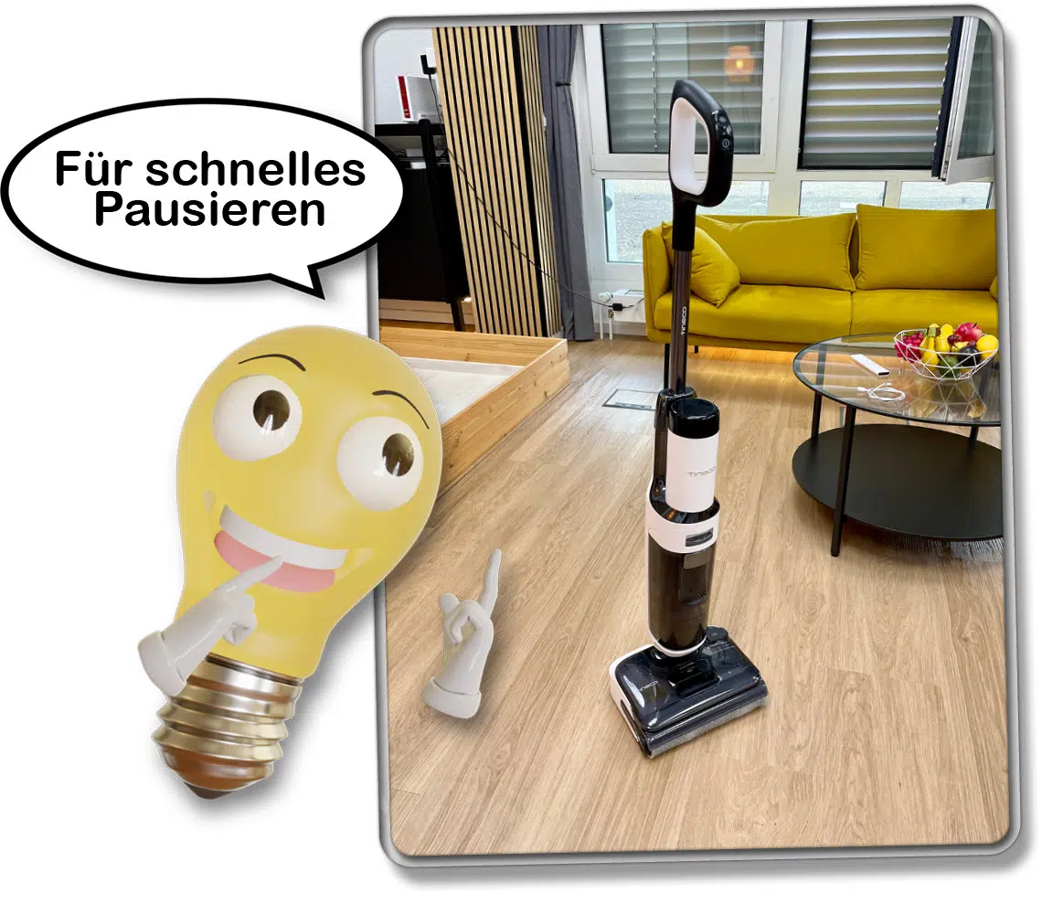 Die Freistehfunktion des Tineco Floor One Stretch S6 garantiert ein schnelles Pausieren