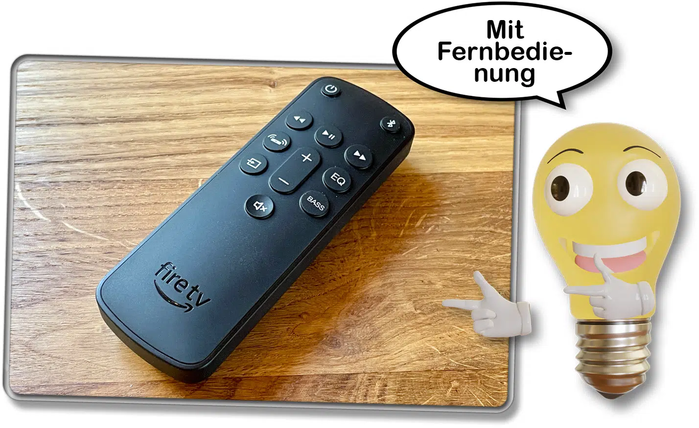 Das ist die mitgelieferte Fernbedienung der Amazon Fire TV Soundbar