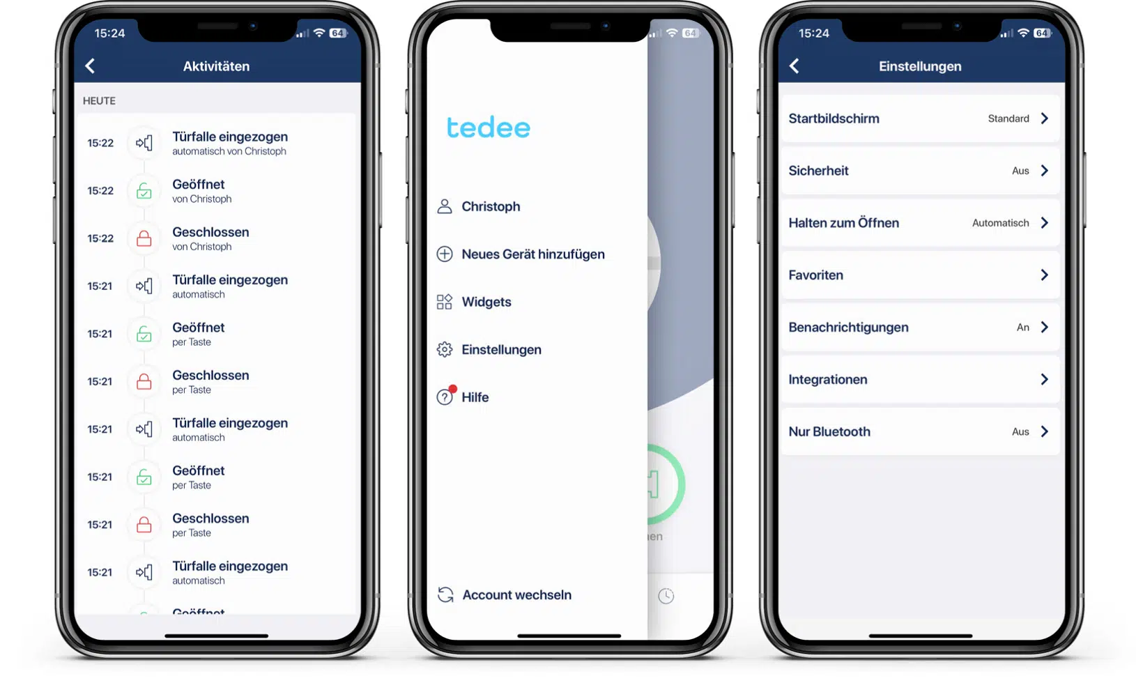 Tedee GO - App - Weitere Einstellungen