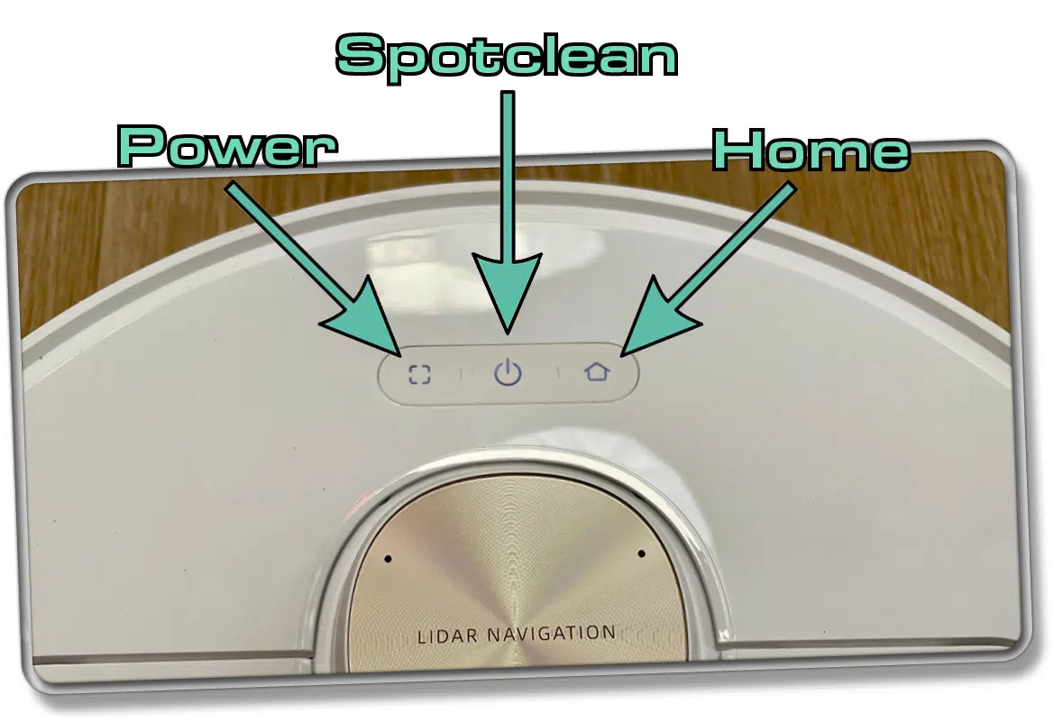 Über diese Tasten wird der Dreame L40 Ultra manuell gesteuert