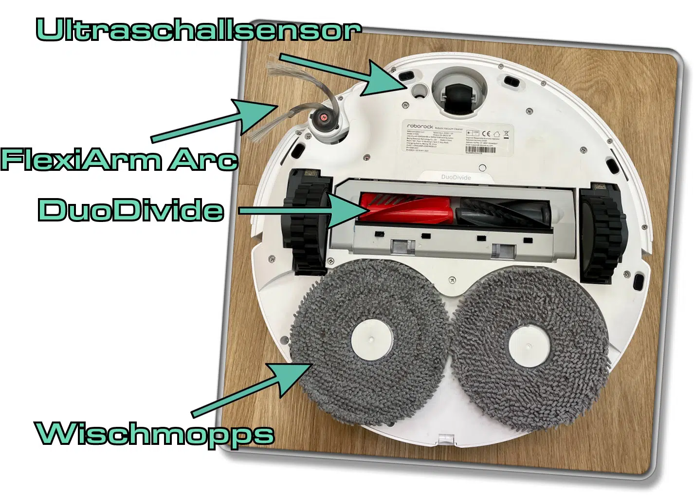 Das alles findet man auf der Unterseite des Roborock Qrevo Curv