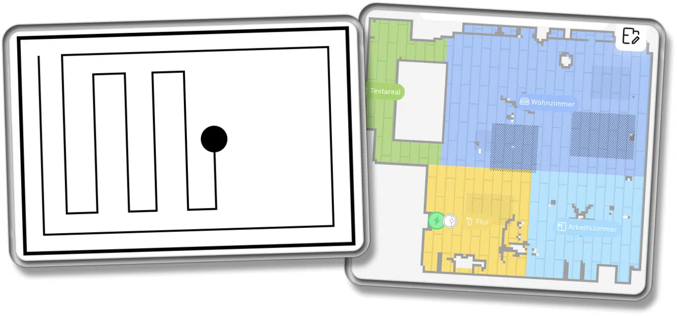 Der Dreame L10s Ultra Gen 2 navigiert in geraden Bahnen und erstellt dabei eine Raumkarte des Haushaltes.