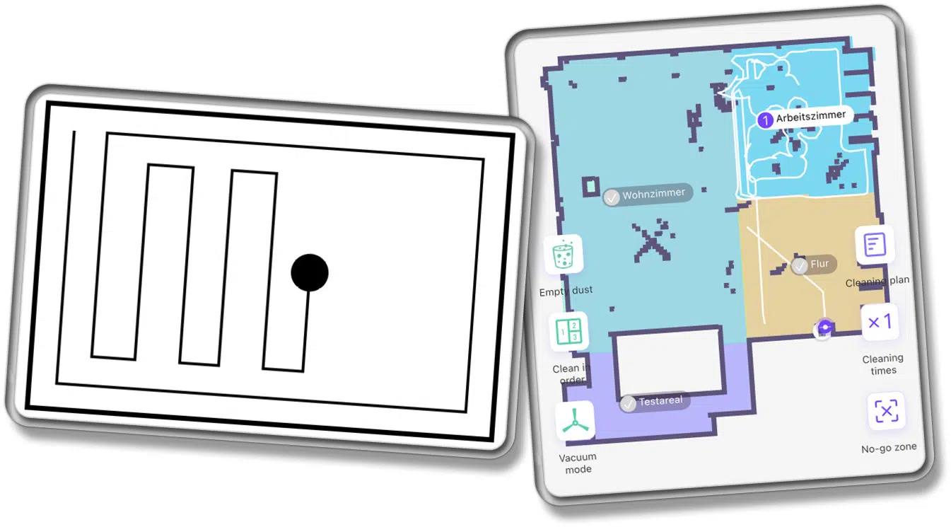 Der SwitchBot K10+ Pro erstellt eine Raumkarte, an der er sich orentiert