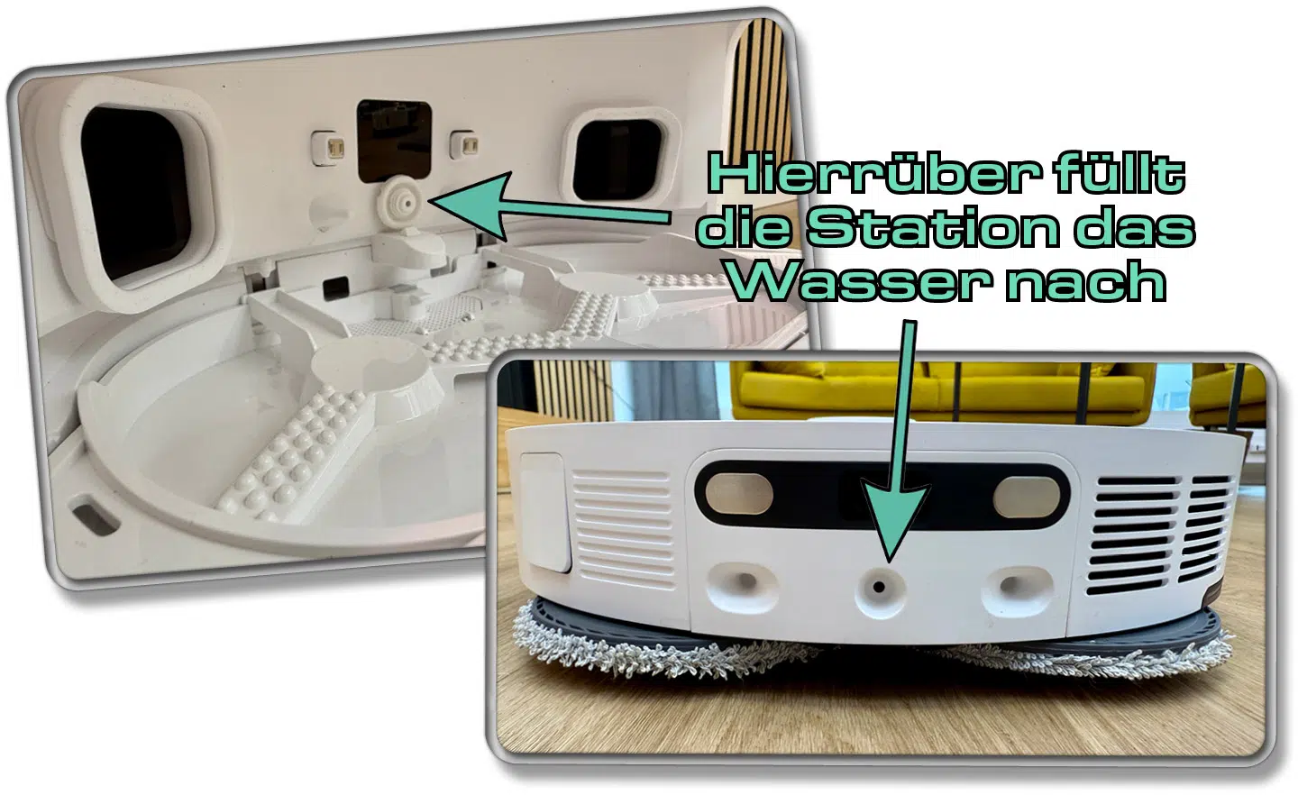 Der Wassertank im Dreame L10s Ultra Gen 2 wird von der Station selbstständig mit Wasser befüllt