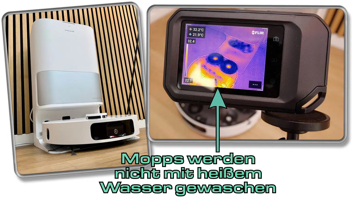 Die Wischmopps werden bei der Moppwäsche nicht mit heißem Wasser gewaschen