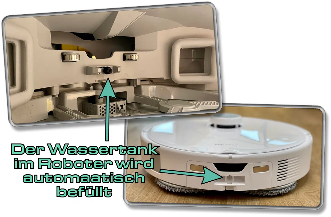 Über diese kleine Verbindung wird der im Roborock Qrevo Curv befindliche Wassertank befüllt