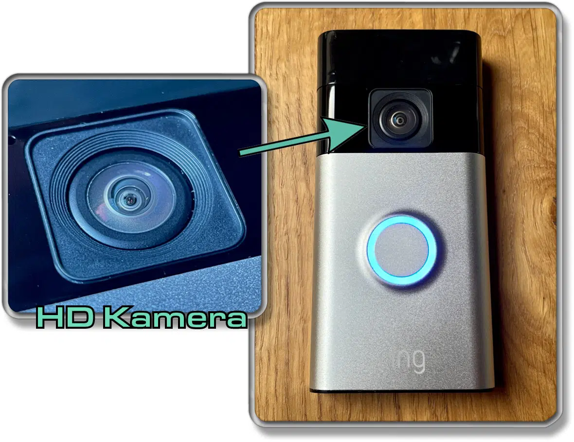 Das befindet sich auf der Front der Ring Battery Video-Doorbell