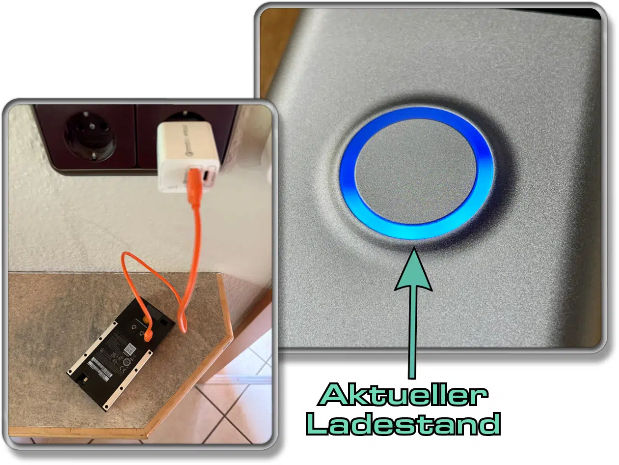 Die Videotürklingel von Ring kann mit dem mitgelieferten Ladekabel geladen werden