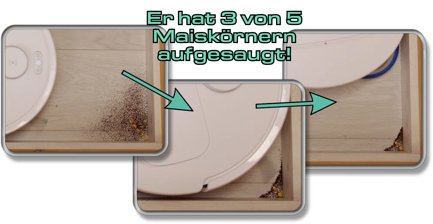 ECOVACS DEEBOT N30 PRO OMNI - Die gemessene Saugleistung in Ecken