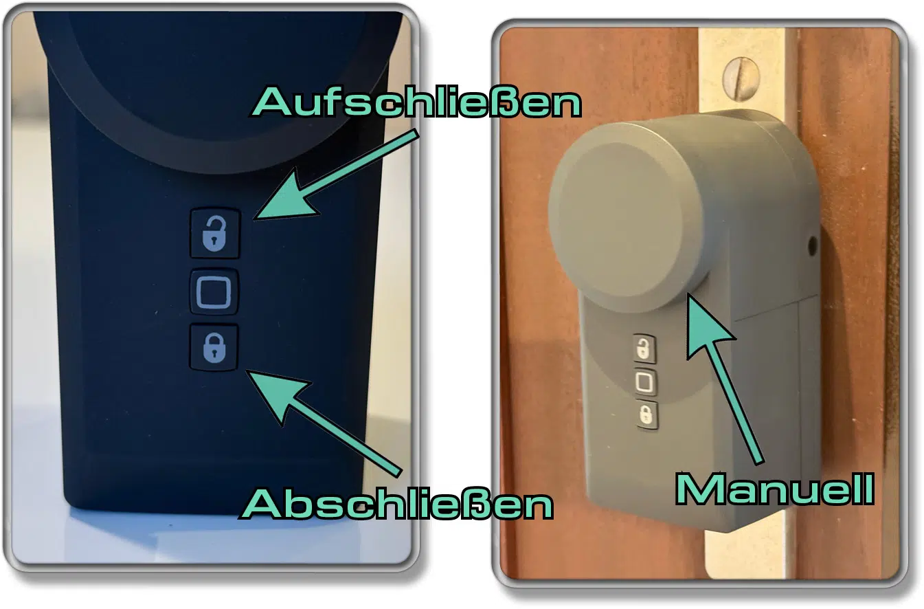 Hierrüber lässt sich der Homematic IP Türschlossantrieb manuell steuern