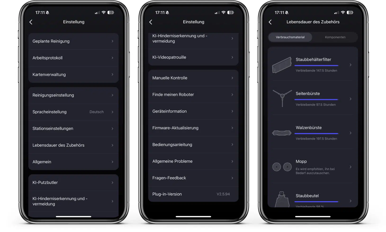 Eureka J15 Pro Ultra - App - Einstellungen