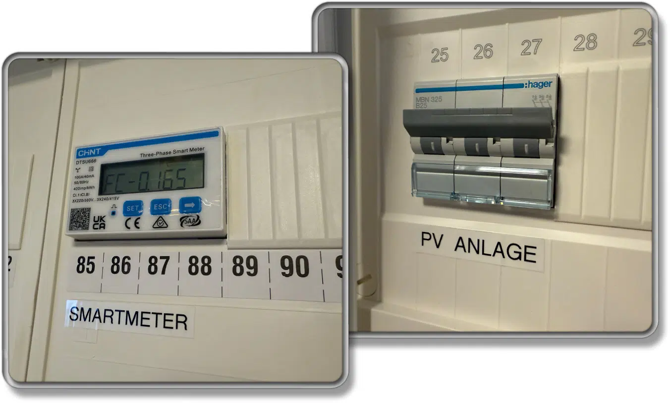 Smart Meter und die Sicherungen für den Solarspeicher