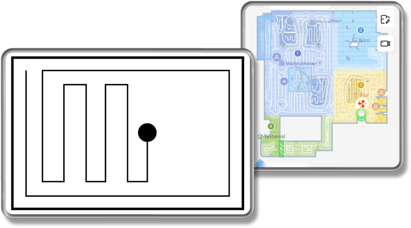 Der Dreame L50 Pro Ultra navigiert intelligent in geraden Bahnen und erstellt dabei eine Raumkarte