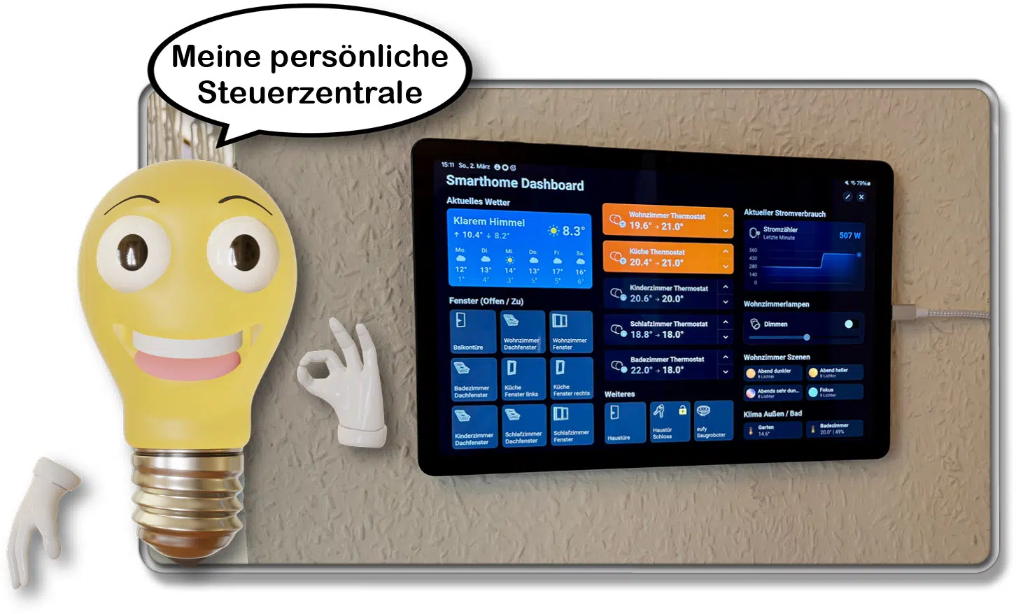 Homey Dashboard auf Samsung Tablet